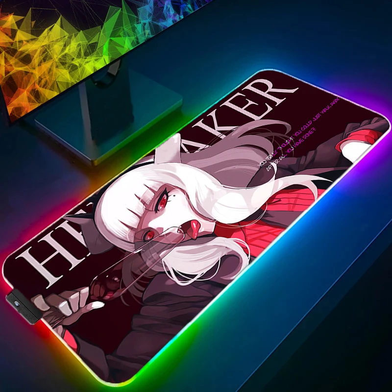 

RGB LED Gaming Mouse Pad Desk Mat Gamer Professional Premium Mousepad H-helltaker Speed Control Accessories Keyboard Pad