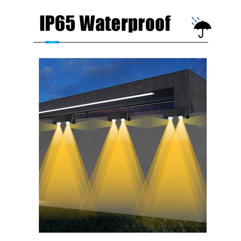 Imagem -05 - Luz de Parede Solar Ip65 à Prova Dip65 Água Led ao ar Livre Holofote Alimentado Decoração Varanda Iluminação Cerca Varanda Jardim Peças