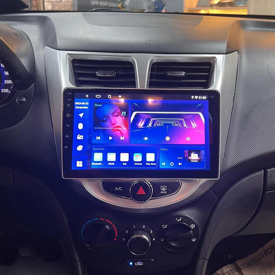 Android 14 Car Auto Radio Stereo Audio Video DVD HU For Hyundai Solaris Accent Verna 2010 - 2016 Car GPS Navi PC Tablet Carplay