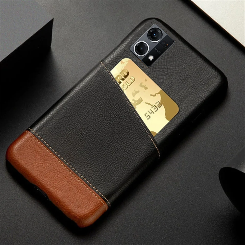 Case for Oppo Reno7 Reno 7 4G Card Slot Holder Mixed Splice PU Leather Cover For oppo reno 7 Coque Reno7 4G OPPO F21 Pro 4G Capa