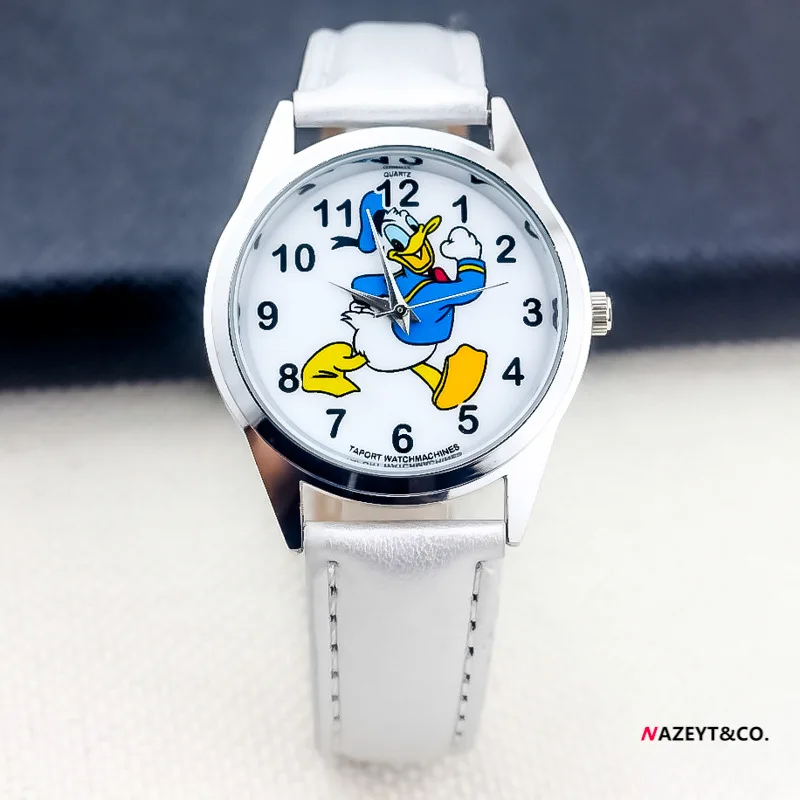 Disney Donald Duck Children Watch Cartoon Anime Quartz Wristwatch Girls Leather Straps Digital Dial Watch Student Study Clock