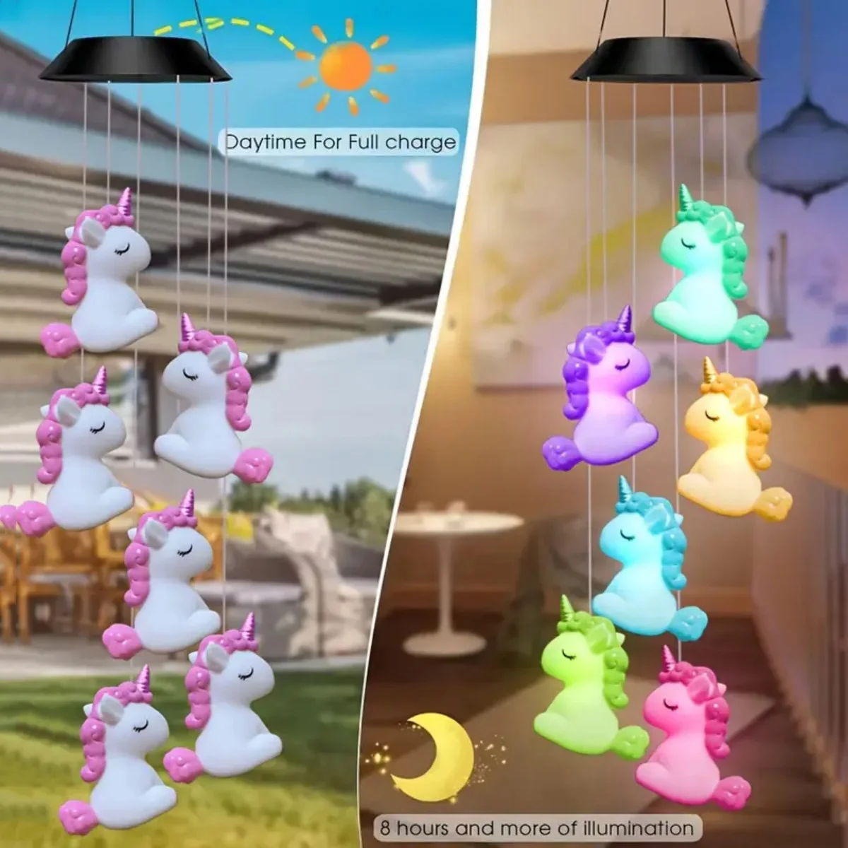 1pc Solar Wind Chime Light Set Outdoor Lantern Romantic Hanging Colorful LED Lamp For Home Balcony Garden Outdoor Decoration