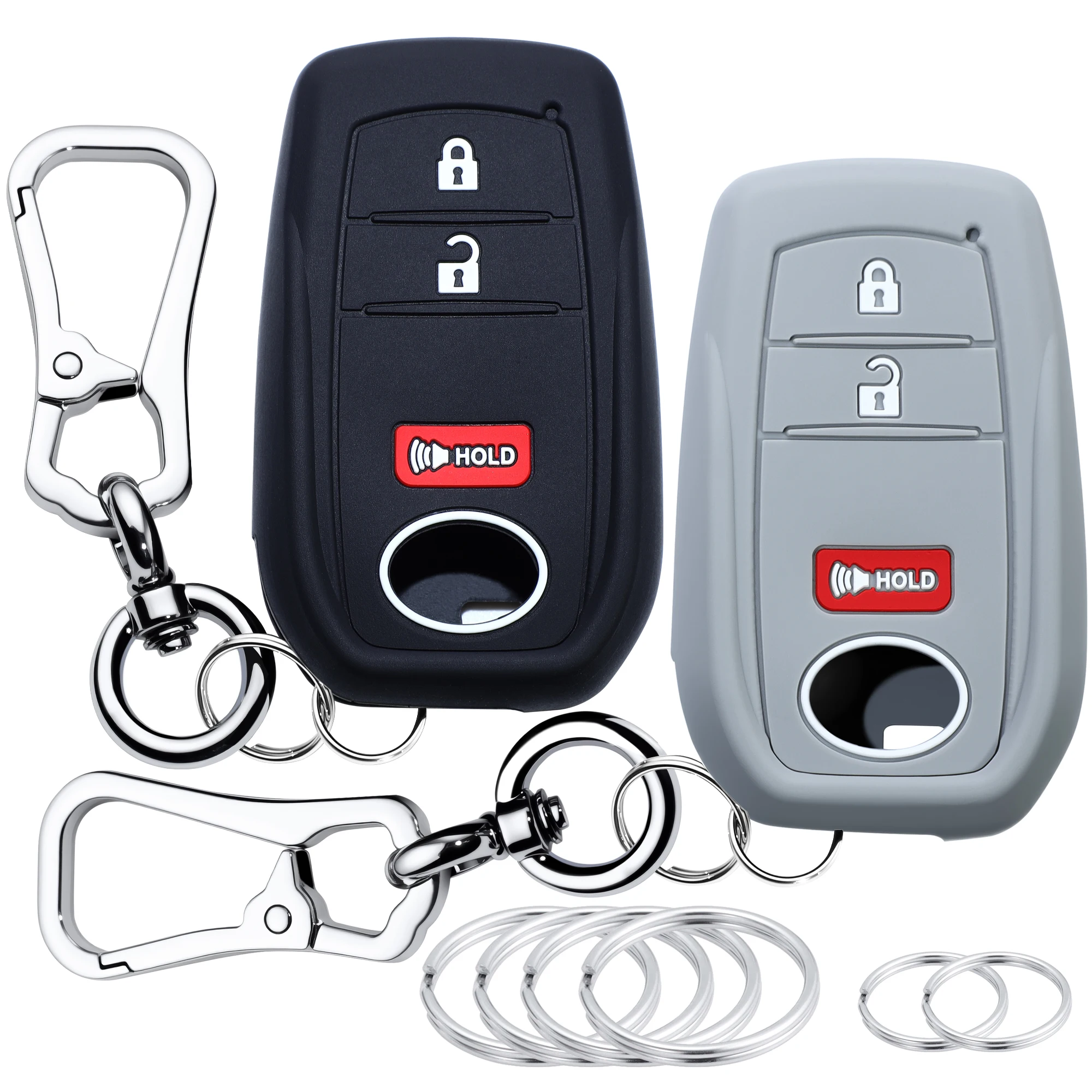 Lcyam Silicone Key Fob Cover with Keychain Fits for Toyota Car Key 2025 2026 Tacoma Prius Corolla Cross Remote Control Protector