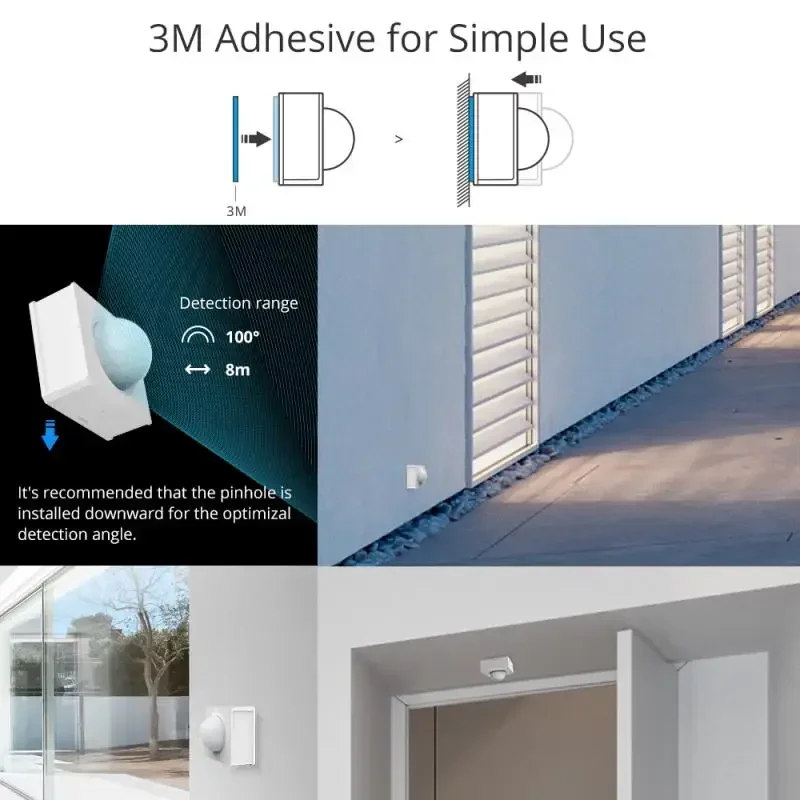 SONOFF PIR3-RF Sensor de movimiento inteligente de 433Mhz funciona con puente SONORF a través de la aplicación EWeLink notificación de alarma escena inteligente para hogar inteligente
