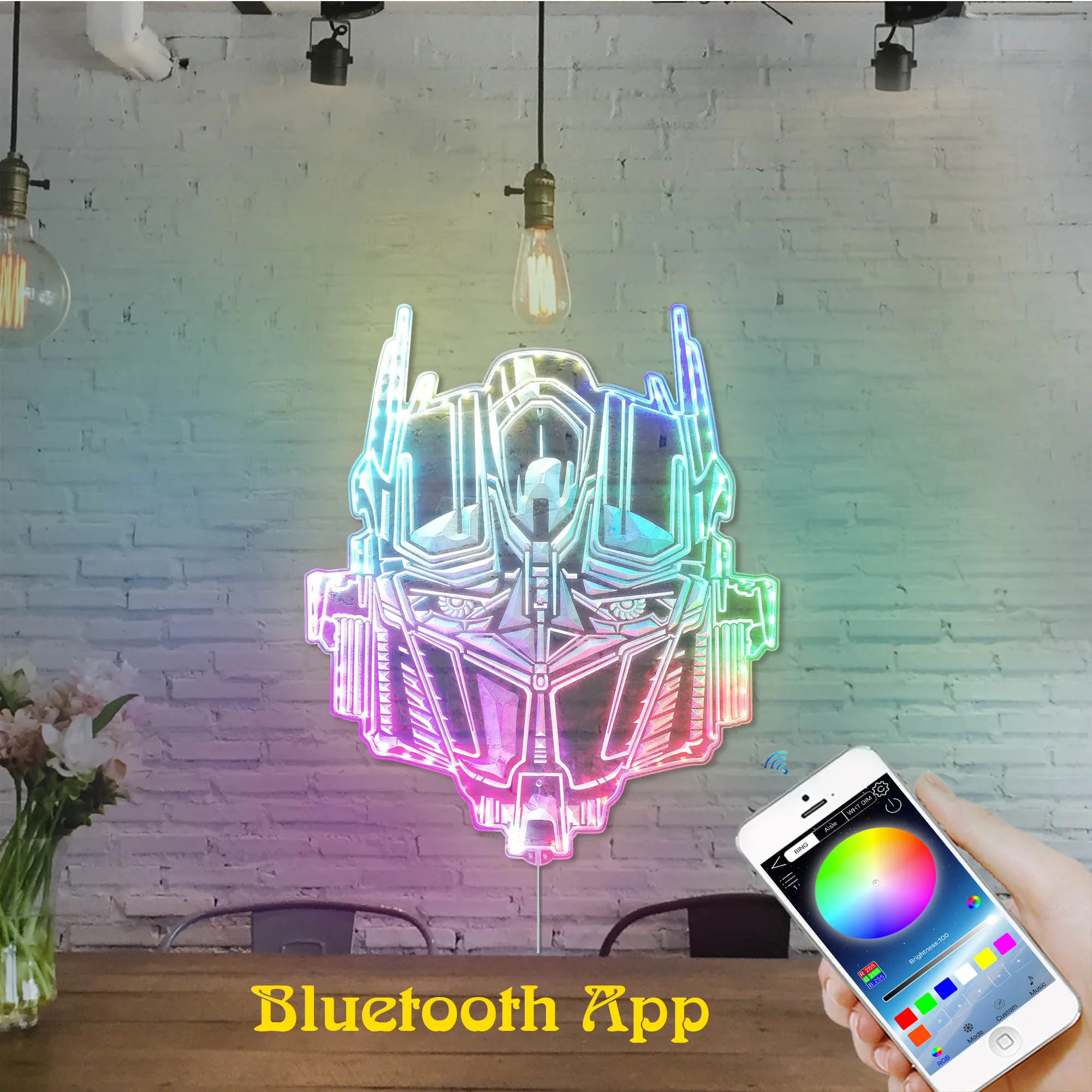 Optimus Prime Autobot Transformers Dynamic RGB Edge Lit LED Sign, Game Room Decor, Gaming Night Light