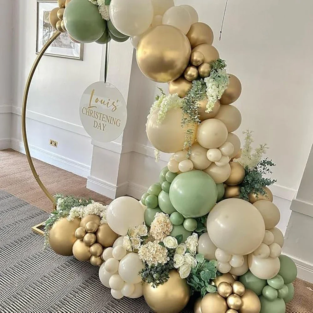 Sage Green Balloons Garland White Sand Green Gold Balloon Arch Kit Kid Birthday Party Baby Shower Wedding Anniversary Decoration