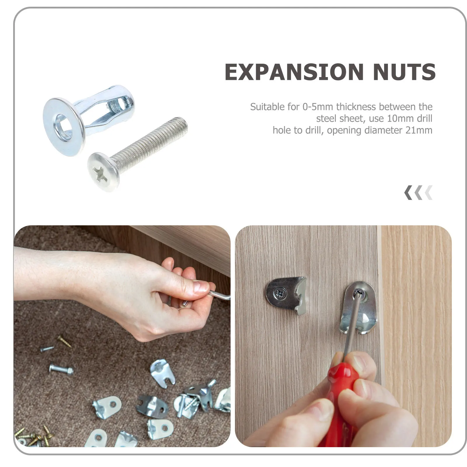 

15 pcs Expansion Nut Jack Nuts 10Mm Galvanized Carbon Steel Threaded Fixings For Hollow Walls Heavy Duty Anchors Fastening