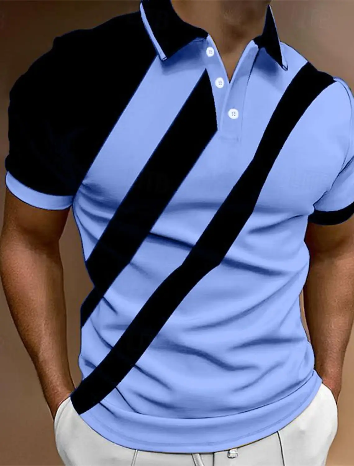 Summer Men\'s Golf Shirt Golf Polo Work Casual Lapel Short Sleeve Basic Color Block Button Spring & Summer Regular Fit Golf Shirt