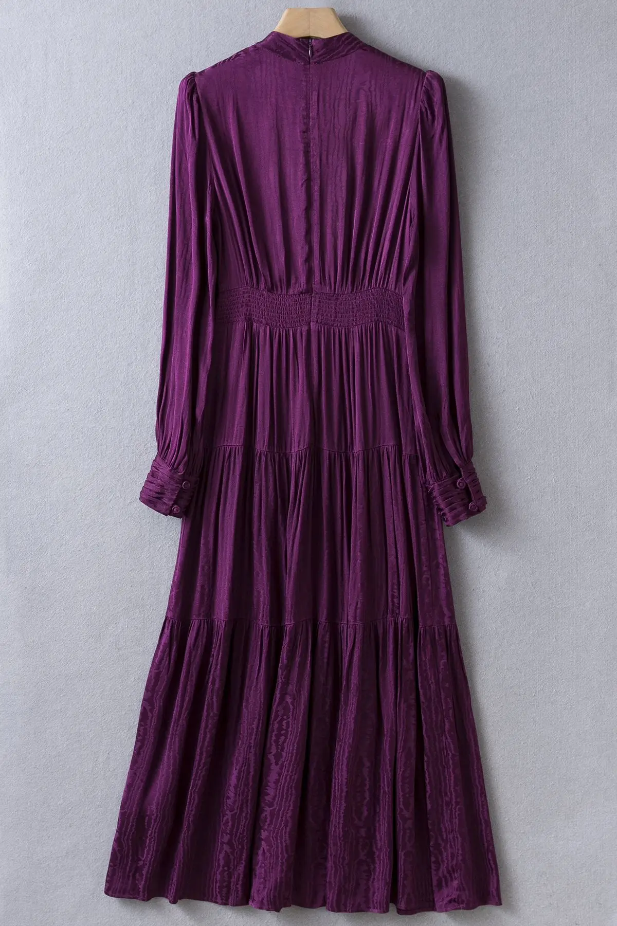 V Neckline Violet Sleeves Jacquard Midi Dress US 2-US 12