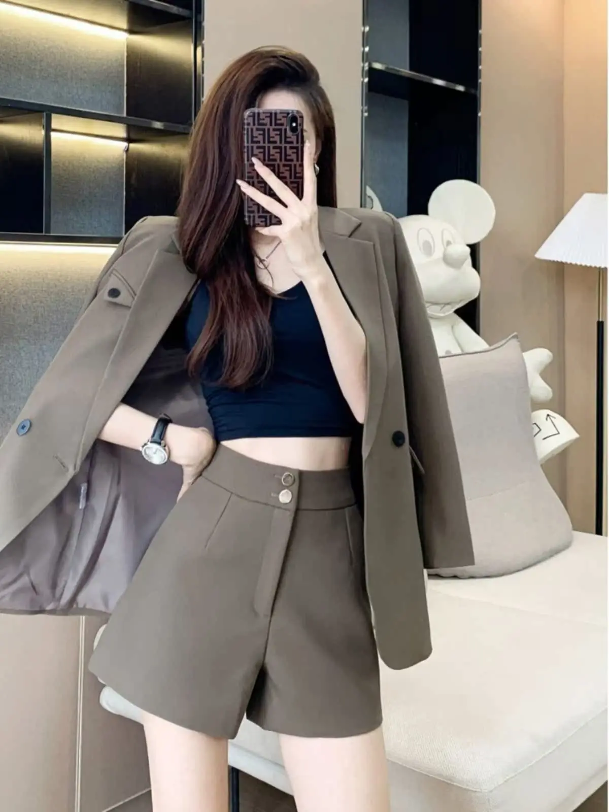 

Faionable Two-Piece Set Ele Godd Sle Early Spring New Arrival ort Pants Suit Profional High-End Feeling Women...