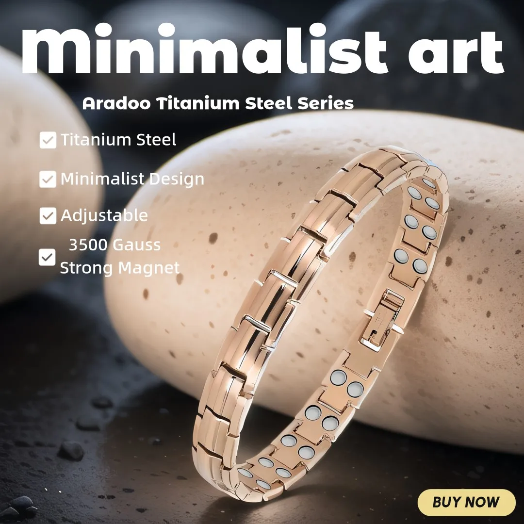 ARADOO Titanstahl 3500 Gauss Starke Magnetfeldtherapie-Armbänder für Frauen Edelstahl-Gliederarmband