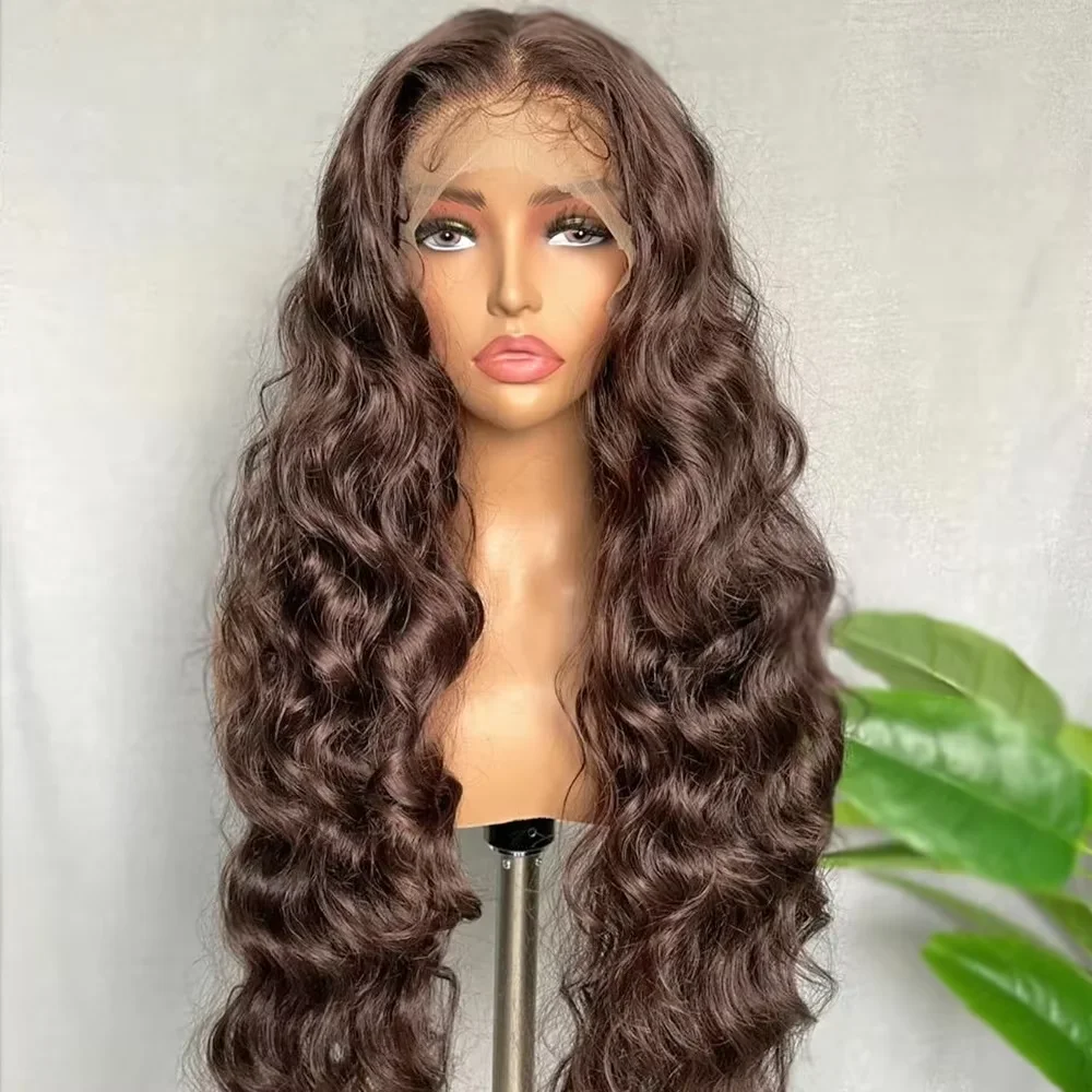 

Предварительно выщипанные парики длиной 26 дюймов, плотность 180, коричневые, странные, вьющиеся, мягкие, глубокие, кружевные передние парики для женщин с волосами ребенка, бесклеевые, на каждый день