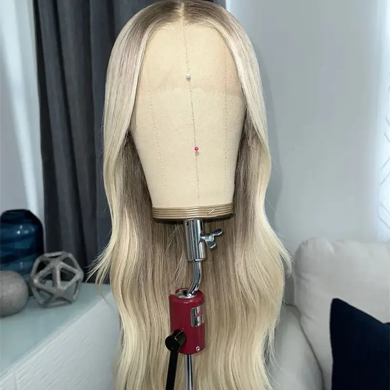 

Парик высокой плотности Ombre Пепельно-русый синтетический парик фронта шнурка Косплей Ежедневный парик для вечеринок Натуральная предварительно выщипанная линия волос с волосами ребенка