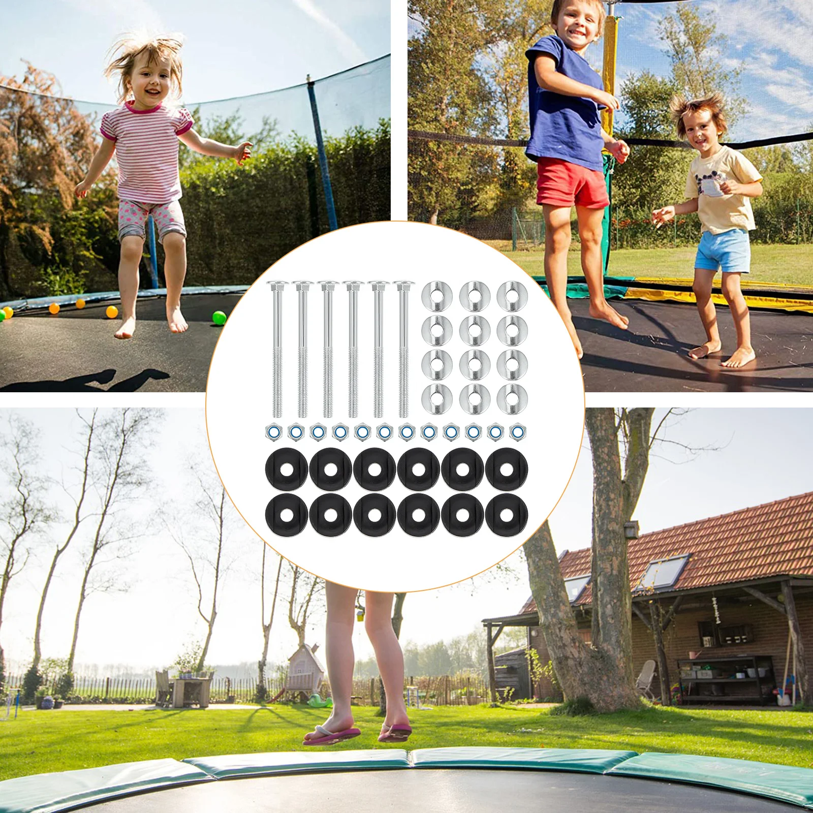 

12Pcs Trampoline Stability Tools Long Screws Iron Material Strong Durable Simple Install Ensure Childs Safety Trampoline Screws