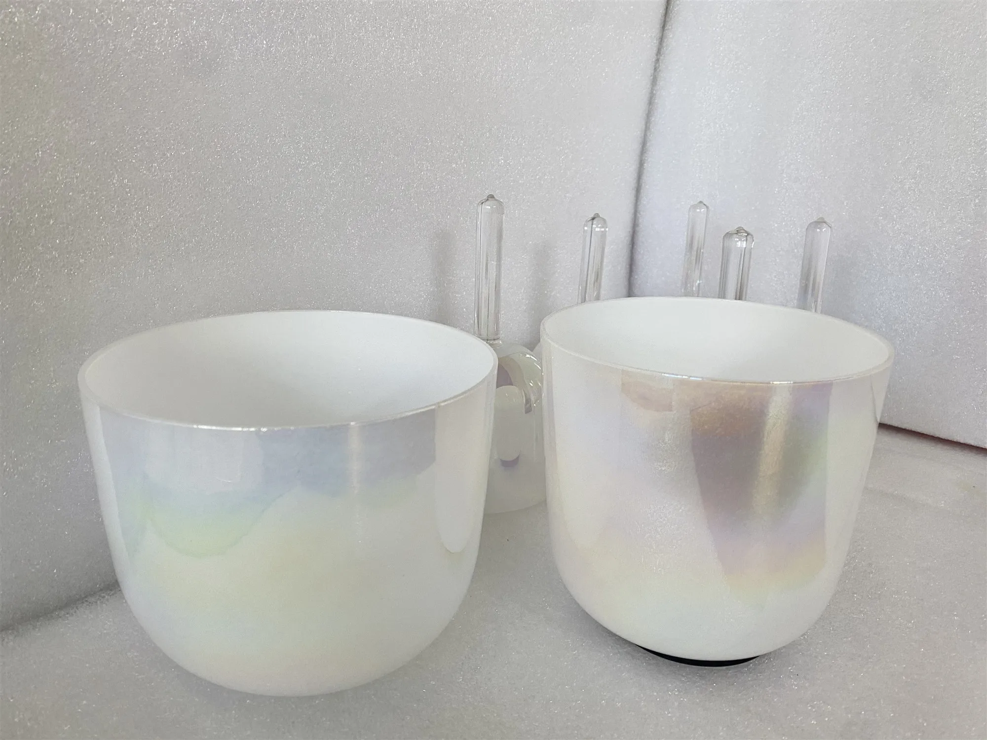 Solfeggio Harmonics 7pcs pearl white cosmic crystal singing bowl for sound theraphy 396HZ /417HZ/528HZ/639HZ/741HZ/852HZ/963HZ