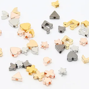 10 pçs/lote grânulos espaçador de aço inoxidável estrela coração borboleta urso contas soltas metal para fazer jóias diy pulseira acessórios 10 principais vendas borboleta metal aplique - №6