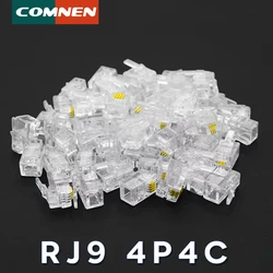 COMNEN RJ9 Telephone Modular Plug Jack 4P4C RJ9 Telephone Connector 26AWG Telephone Wires for Phone Handset Cord POS machine