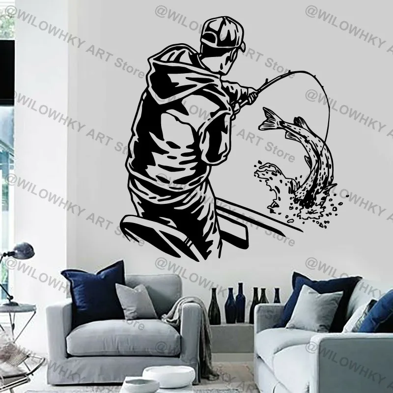 Fishing Decal Fish Sport Sea Fishing Wild Fishing Waterproof Car Sticker Home Interior Art Decor Vinyl Wall Sticker Unique Gift