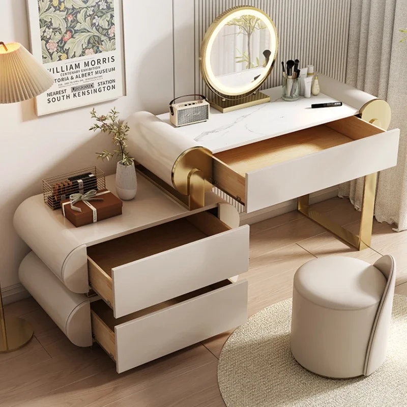 

Gold Design Bedroom Storage Luxury Led Mirror Dressing Table Dressing Table Set Woman Modern Penteadeira Princess Makeup Stand