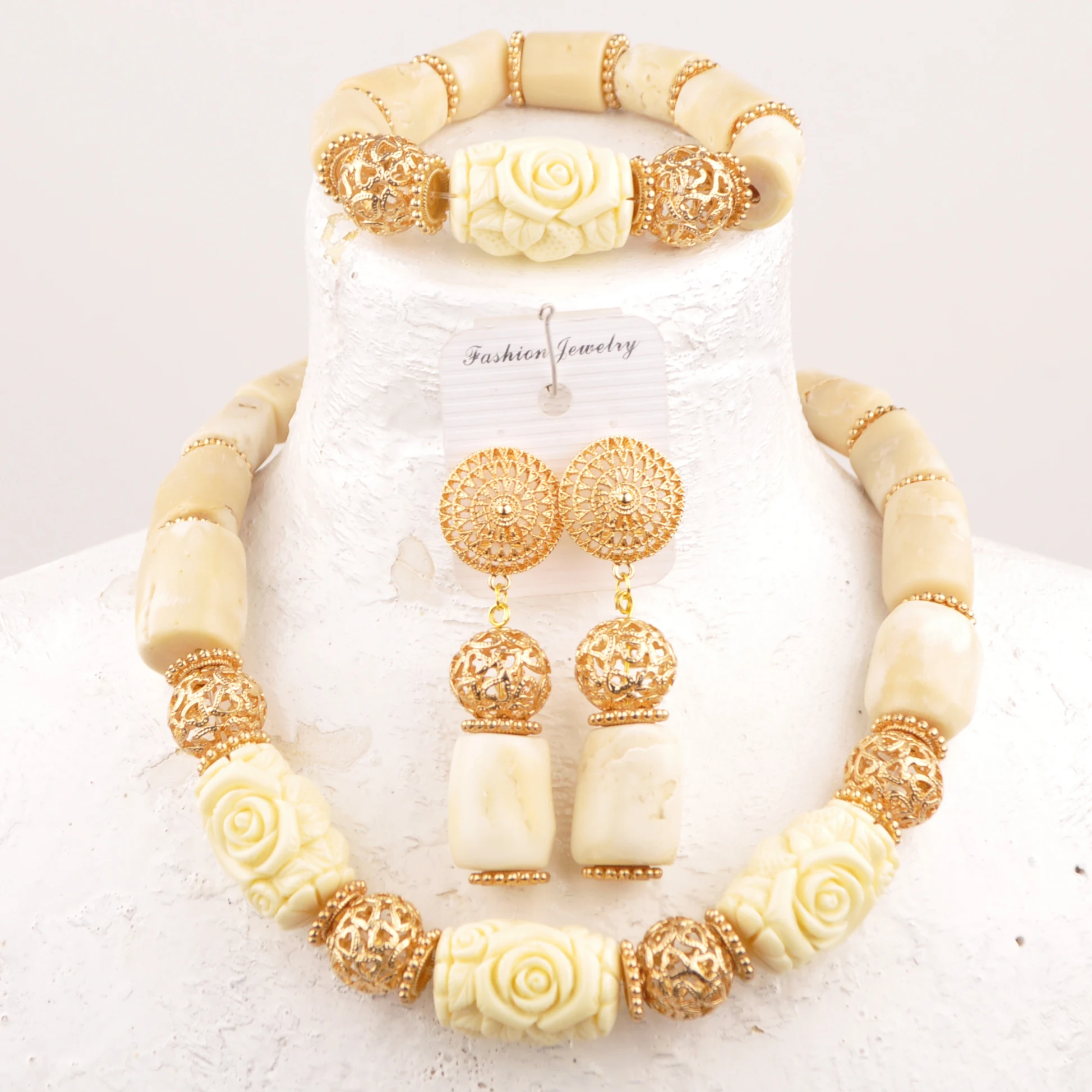 

Fashion White Original Coral Necklace African Beads Jewelry Set