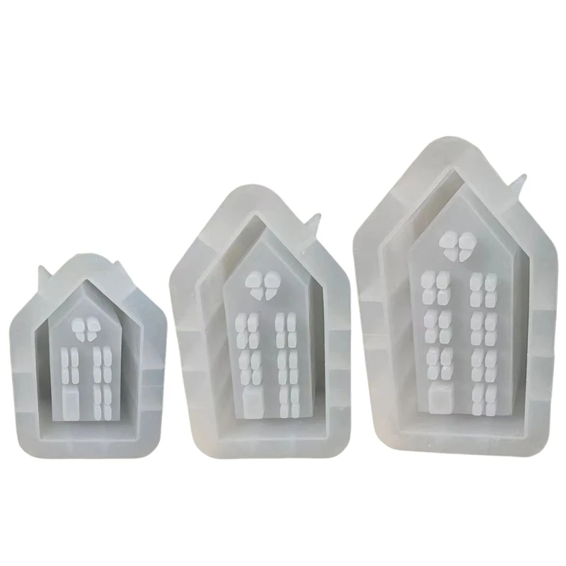 3D House Holder Mold Candlestick Silicone Tealight Holder Resin Epoxy 3XUA