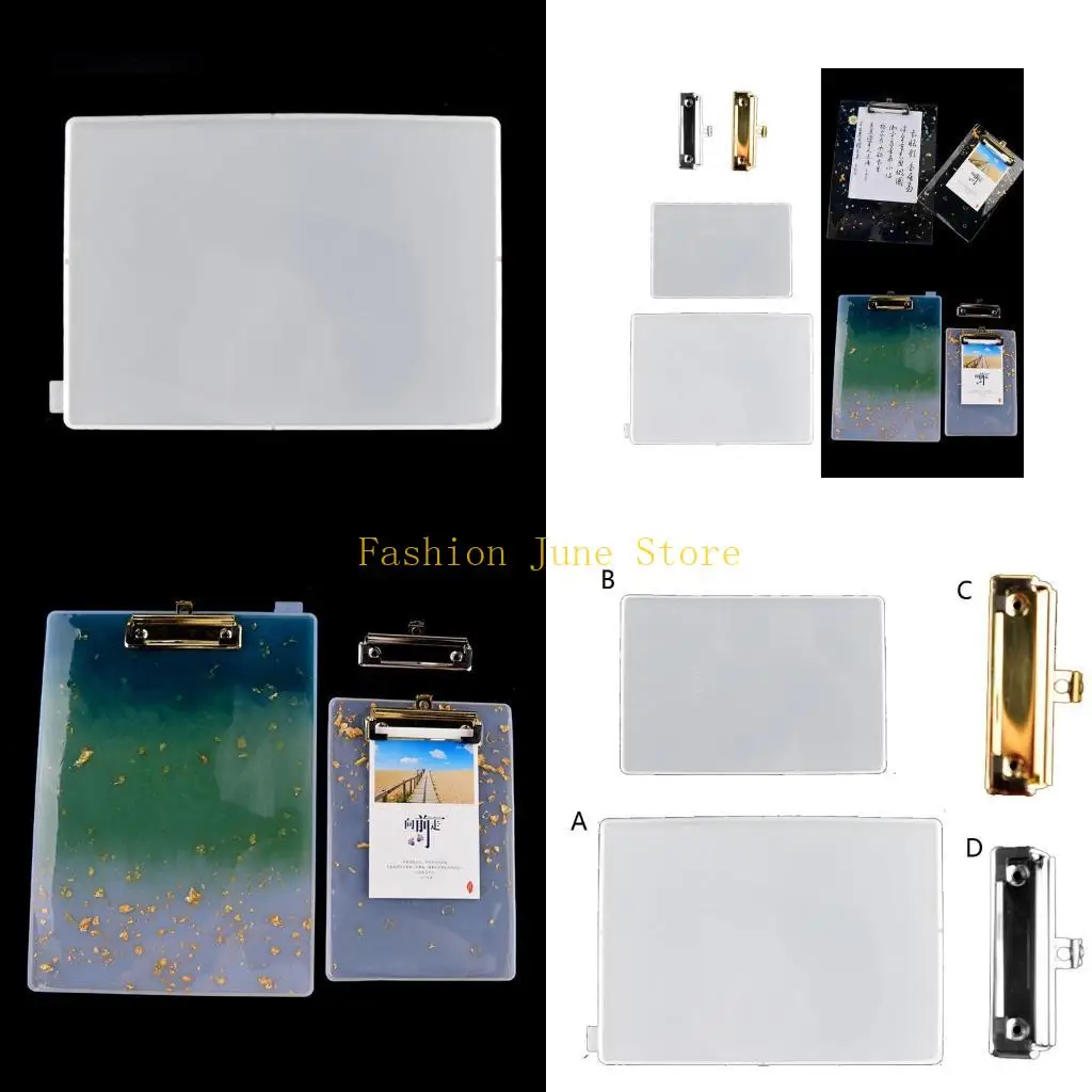 N5KA Clipboard Resin Mold Vertical File Folder Geode Agate Epoxy Silicone Mold File