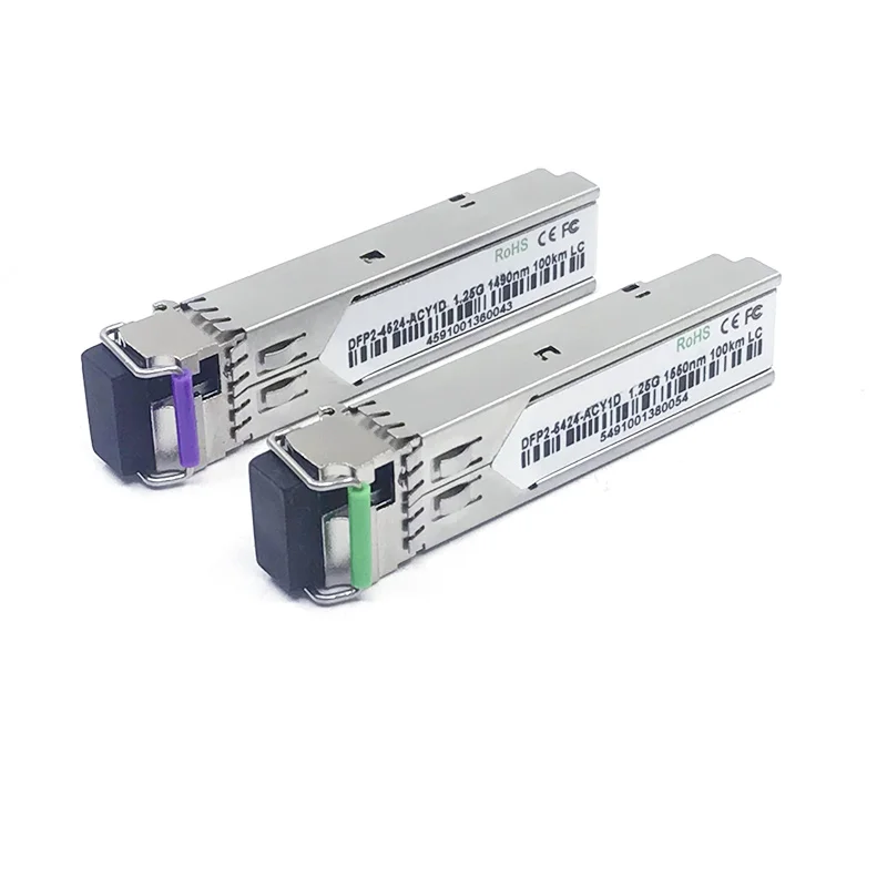 2PCS 1 pair DFP2-4524-ACY1D Tx1490nm Rx1550nm DFB laser 1G single mode Bidi SFP 100km LC 1.25G SFP