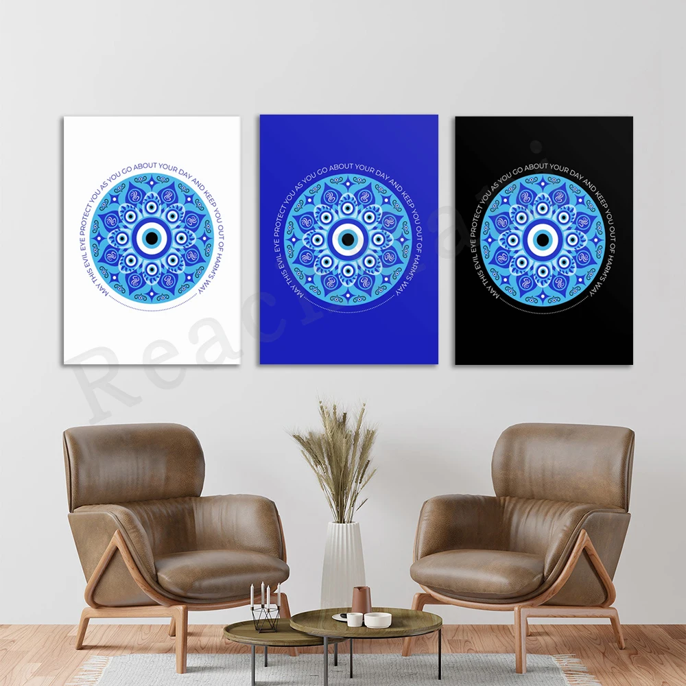 Evil Eye Wall Art, Evil Eye Printable Poster, Mandala Evil Eye Print, Nazar Boncuk Protection Amulet Home Decor Poster