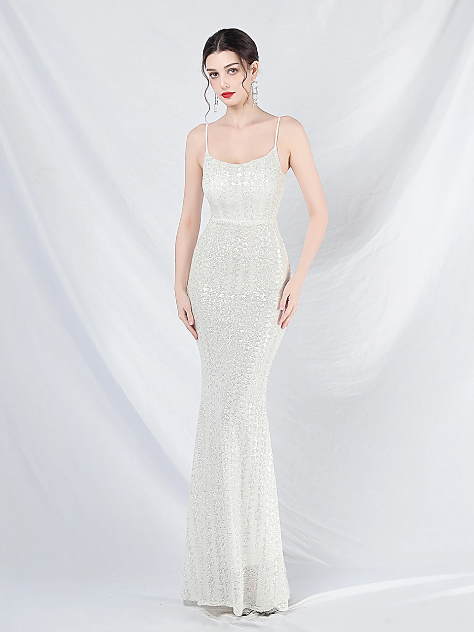 

Ele Evening Gown Women's New 2026 Sexy Mid-Waist Long Dr Diamond Embroidery Zipper Sle No-Sve Ball Gown Dr