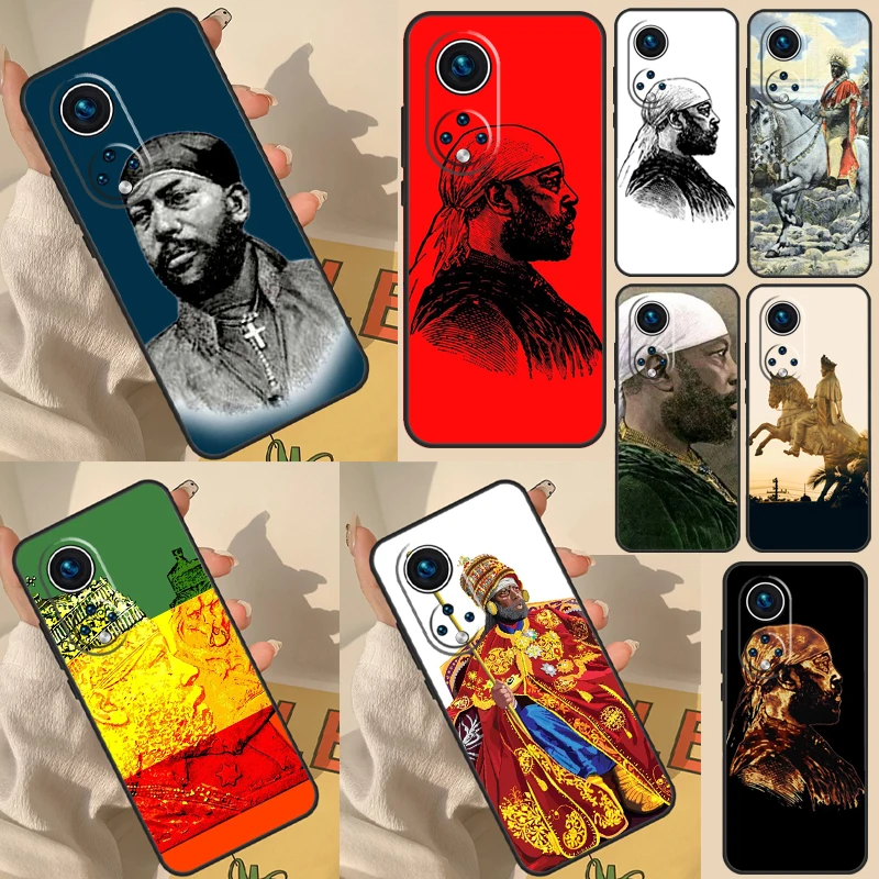 Emperor Menelik Ii Of Ethiopia Adwa Case For Huawei Honor X8a X8 X7 X9a 50 70 90 Magic5 Lite P40 P20 P30 P60 Pro P Smart Cover