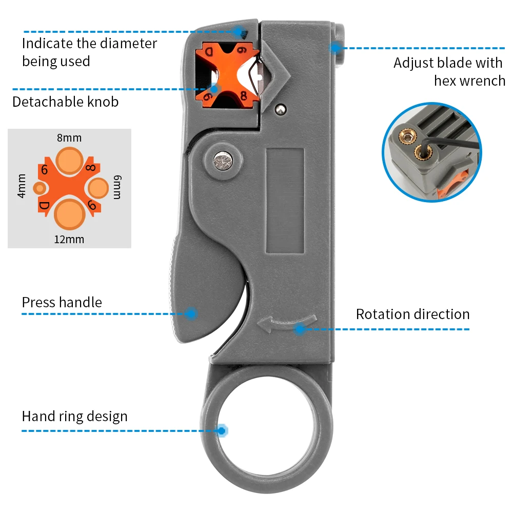 RG6 RG59 Coax Compression Crimper Kit with F Connectors & Coaxial Cable Stripper for Satellite TV CATV view 5