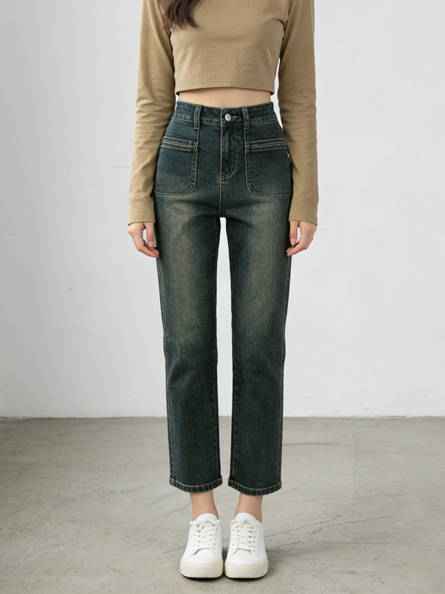 

Женские джинсы с высокой талией, прямые, эластичные, из хлопка, полиэстера и лиоцелла, свободного кроя, повседневные, с эффектом похудения