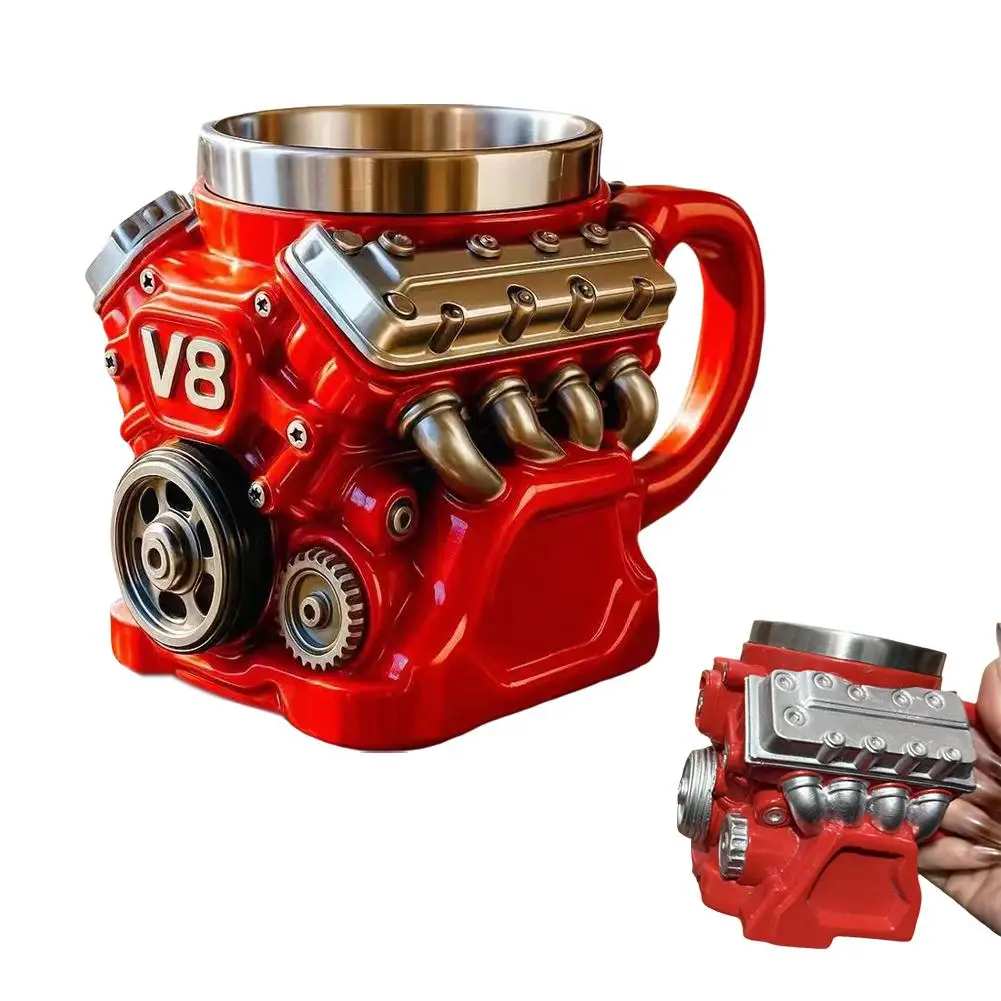 V8-Motor Kaffeebecher, Retro V6-Motor Kaffeebecher, Personalisierter Edelstahl-Wärmeisolierbecher 2026 Neujahrsgeschenke für Männer