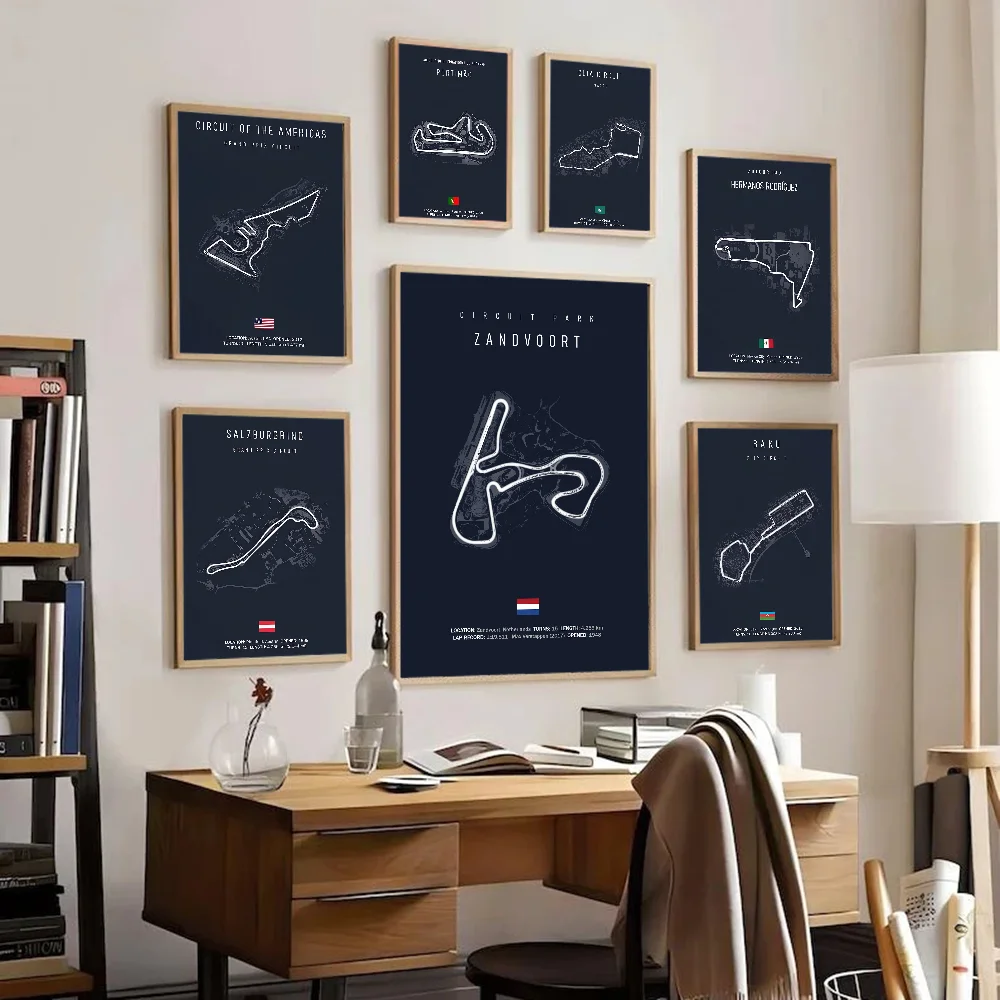 2023 F1 Imola Monaco Zandvoort Track Circuit Park Anime Posters Sticky Whitepaper Sticker DIY Room Bar Cafe Kawaii Room Decor