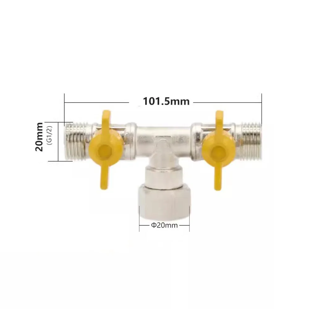 

2/3 Switch Brass Diverter Valve Rustproof 1/2" Hose Barb Y Shaped Ball Valve Easy To Install Multi-purpose 3 Way Shut Off Valve