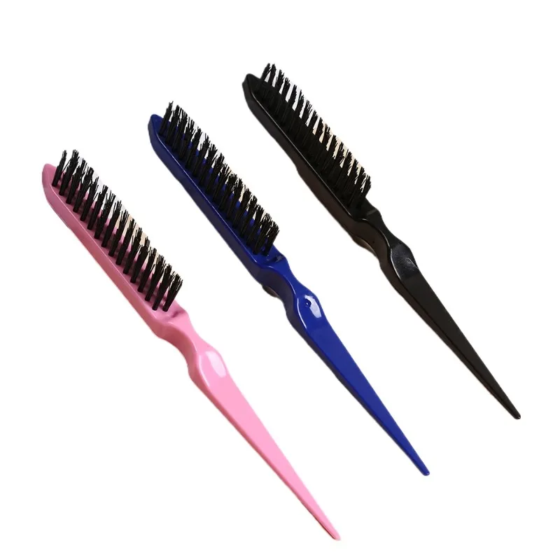 Natural Boar Bristle Hair Fluffy Comb  Handle Hair Brush Anti-static Barber Hair Comb Scalp Massage Hairdresser Styling Tool