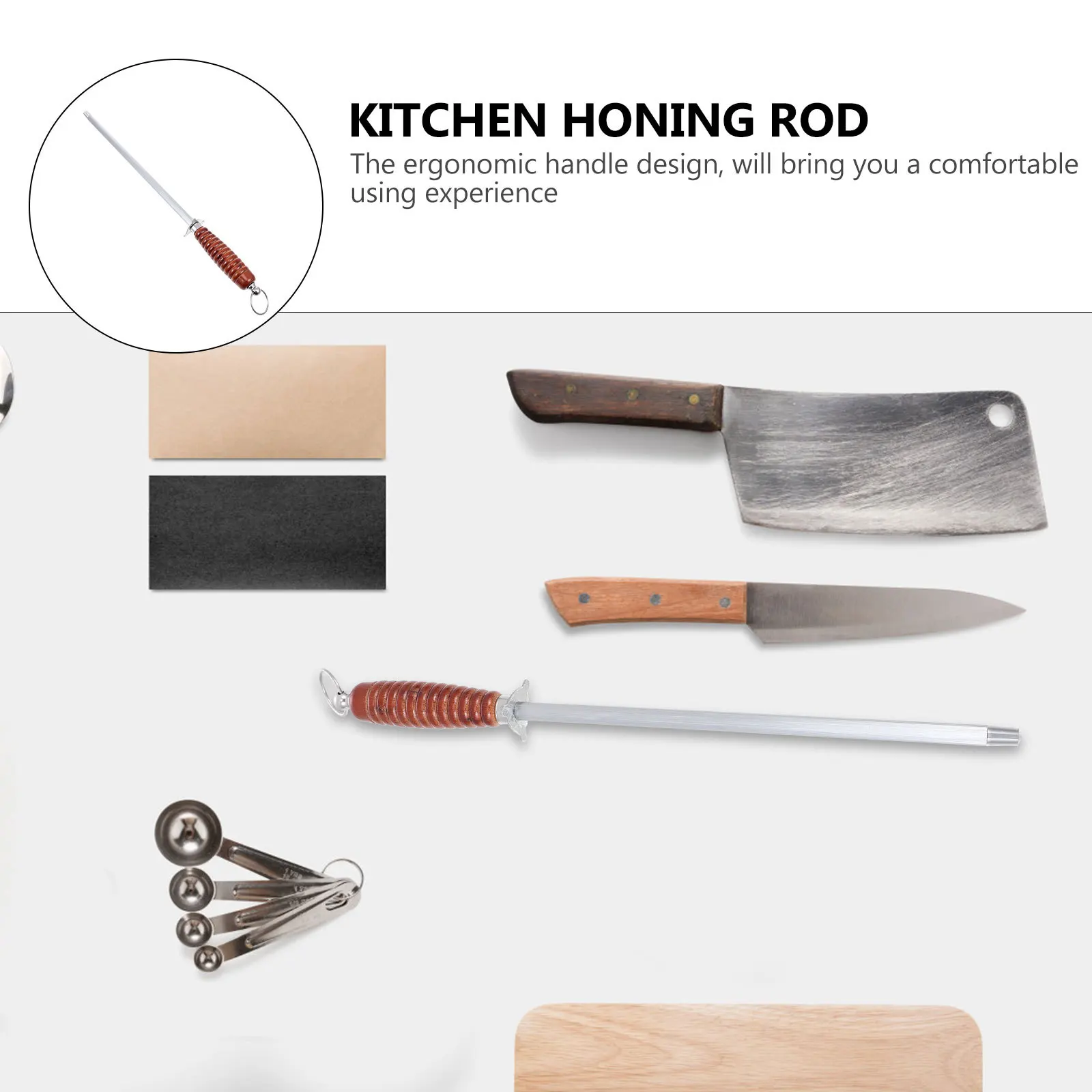 

Cutter Sharpening Rod Carbon Steel Wood Handle Multi-Purpose Kitchen Honing Stick Professional Sharpener for Home Chef Tools
