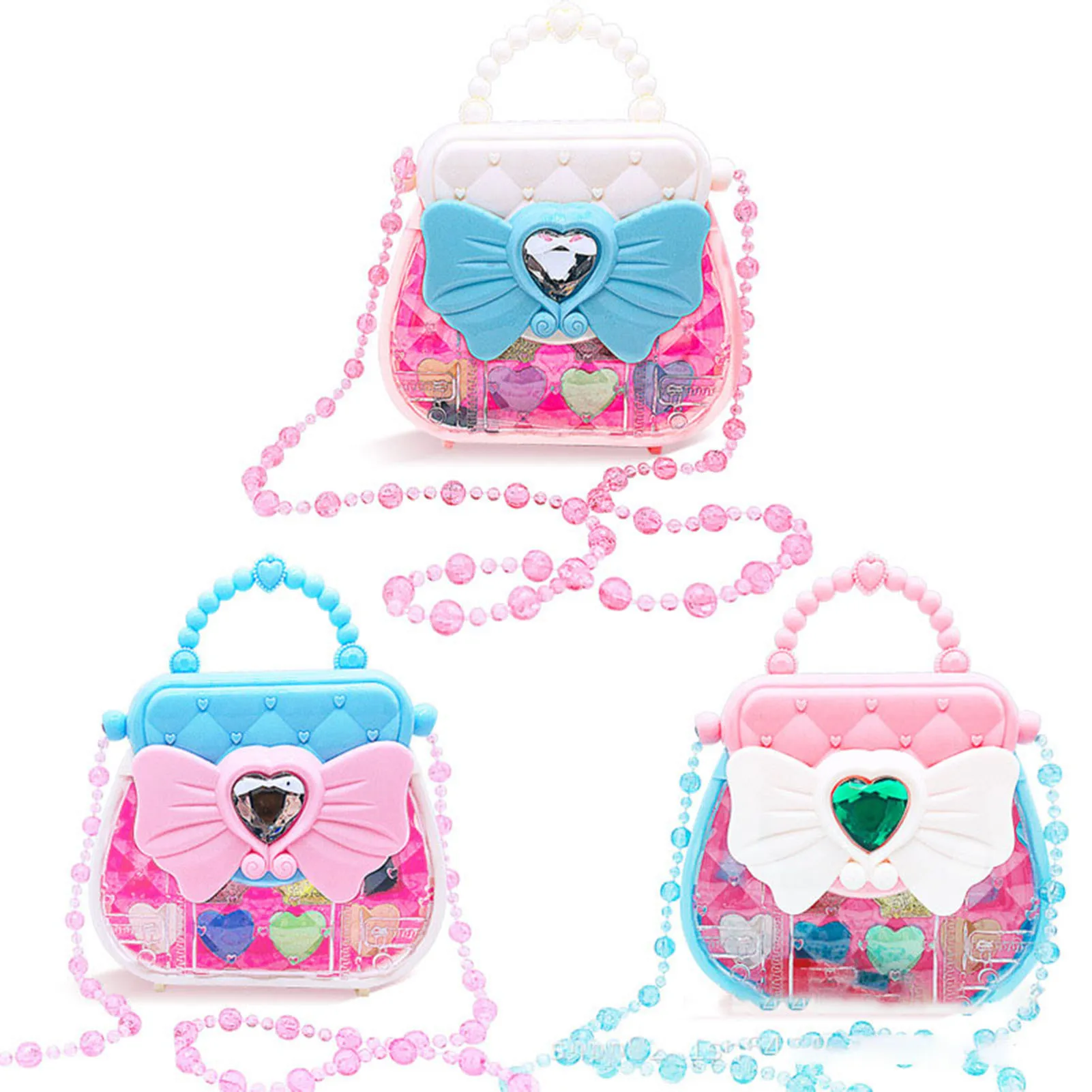 Kids Makeup Kit Washable Cosmetic Pretend Play Toys Included Lipstick Eye Shadow Blush Gift For Girls