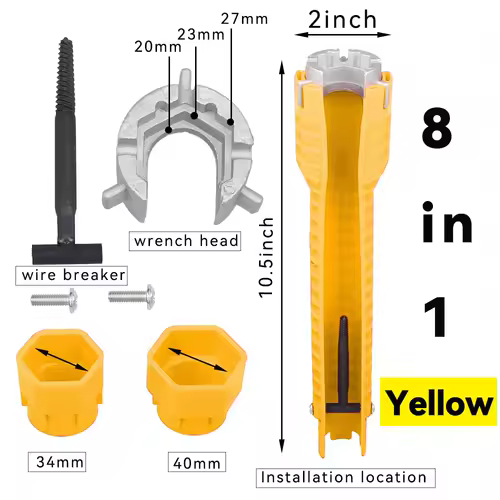 8 In 1 Flume Wrench Anti-slip Kitchen Sink Repair Tools Bathroom Faucet Assembly Key Plumbing Installation Wrench - Image 8