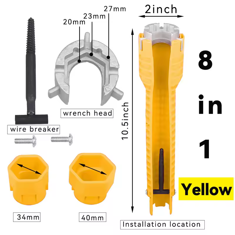 8 In 1 Flume Wrench Anti-slip Kitchen Sink Repair Tools Bathroom Faucet Assembly Key Plumbing Installation Wrench - Image 8
