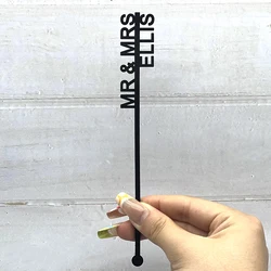 50pcs Personalized Name Swizzle Sticks Acrylic Table Place Cards Custom Cocktail Drink Stirrer Wedding Baby Shower Party Decor