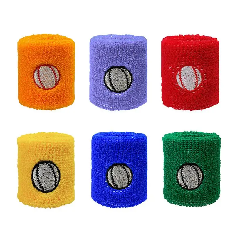 6pcs Sports Sweatbands Moisture Wicking Athletic Terry Cloth Kids Wristband For Football Tennis Basketball Running Gym Working