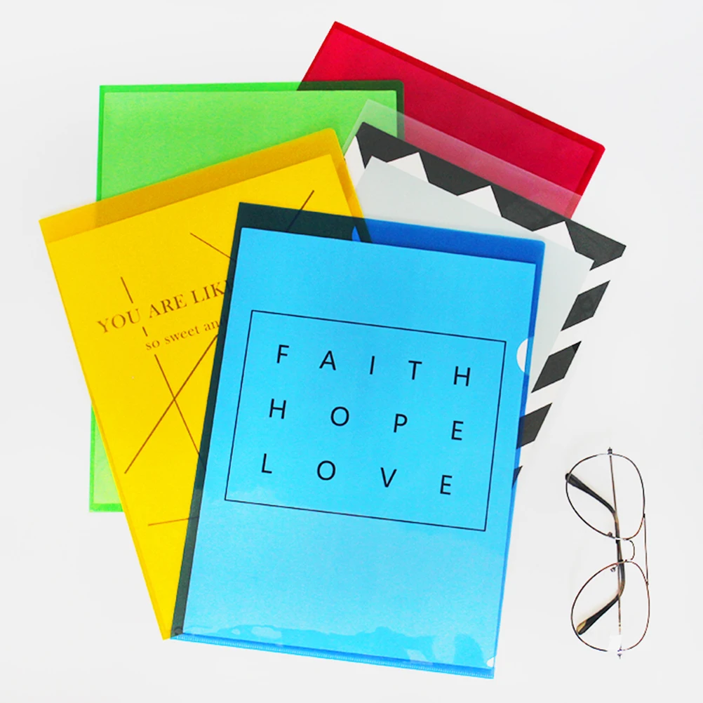 

20pcs A4 File Folders Transparent Document Wallet Thick Plastic Home Office School L Shape Storage Organizing