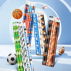 12 Pcs Football Basketball Pencil Kids Soccer Sports Themed Writing Pencils for Wooden Child Stationery Educational Supplies