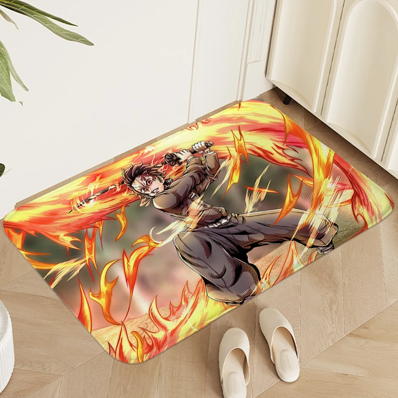 Anime Carpets for Living Room D-Demon Slayer Non Slip Kitchen Bathroom Mat Entrance Door Doormat Custom Bedroom Laundry Room Rug