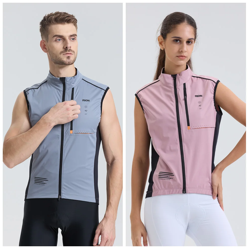 RION Cycling Vest Men Pro Bicycle Sleeveless Vests All Season Windproof Road Bike Two Way Zippers Sports Winbreaker Unisex