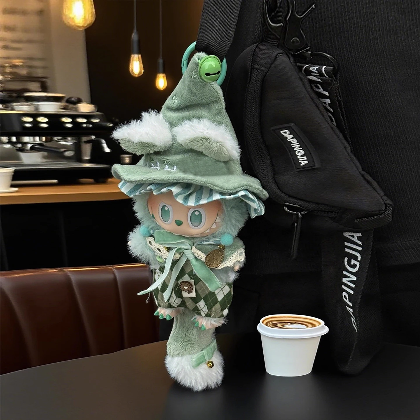 

Elf costume For labubu big into energe doll oufit For 15/17cm labubu Hat T-shirt overalls set Magic