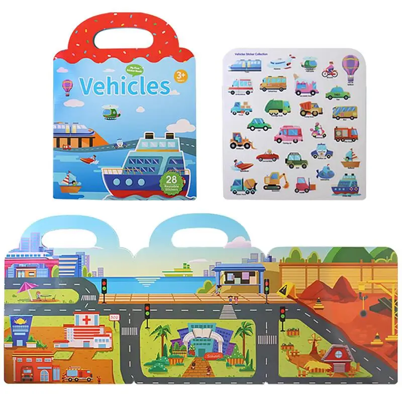 

Reusable Sticker Book Cartoon DIY Puzzle Educational Cognition Learning Toys Cute Stickers Gift For Children Age 3