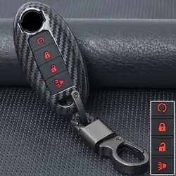 4 Button Car Carbon Fiber Key Fob Holder Shell Protect Case Cover For Nissan 370Z Pathfinder Altima Sentra Leaf Maxima 2017 2018