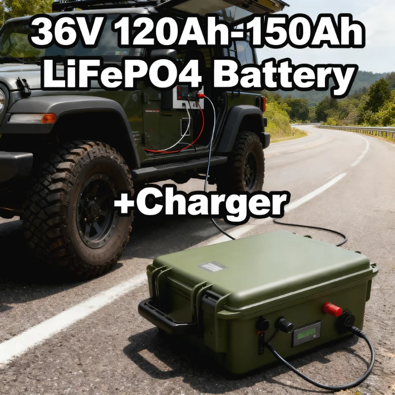 36V Rechargeable LiFePO4 Battery Pack 100Ah/120Ah/150Ah (100A/120A/150A) with Smart Bluetooth BMS – Perfect for 2000W-4000W Ele